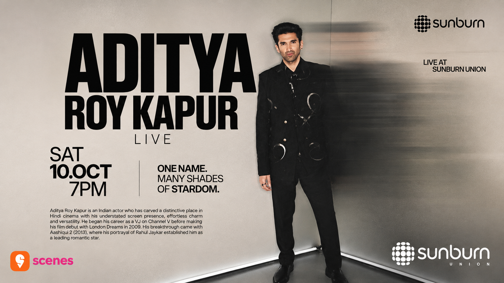 ADITYA ROY KAPUR LIVE AT SUNBURN UNION